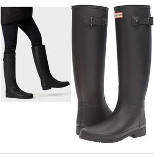 Hunter Refined Slim Fit Tall Rain Boots Matte Black US 6